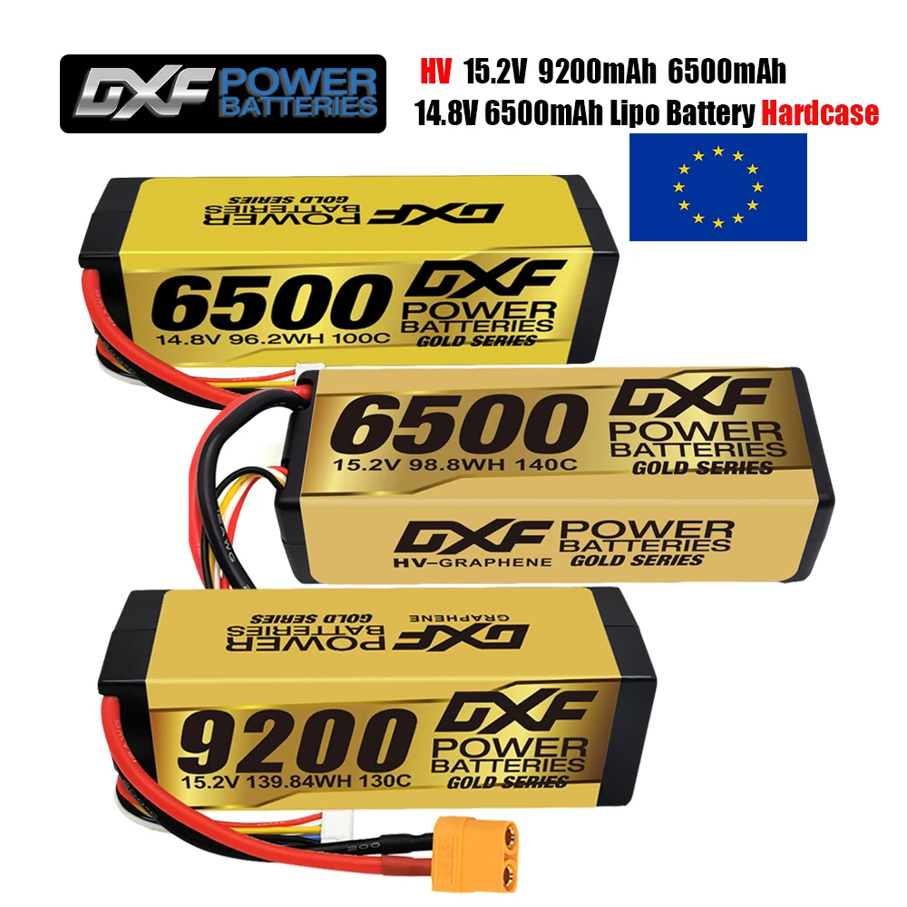 DXF 4S Lipo 14.8V 15.2V Battery 6500mAh 9200mAh Gold Version Graphene Racing Series HardCase for RC Car BX Evader Truggy Buggy