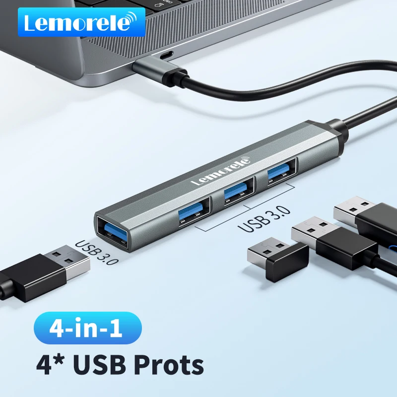 USB-концентратор Lemorele 3,0 Type-C, 3,1 дюйма, 4 порта USB