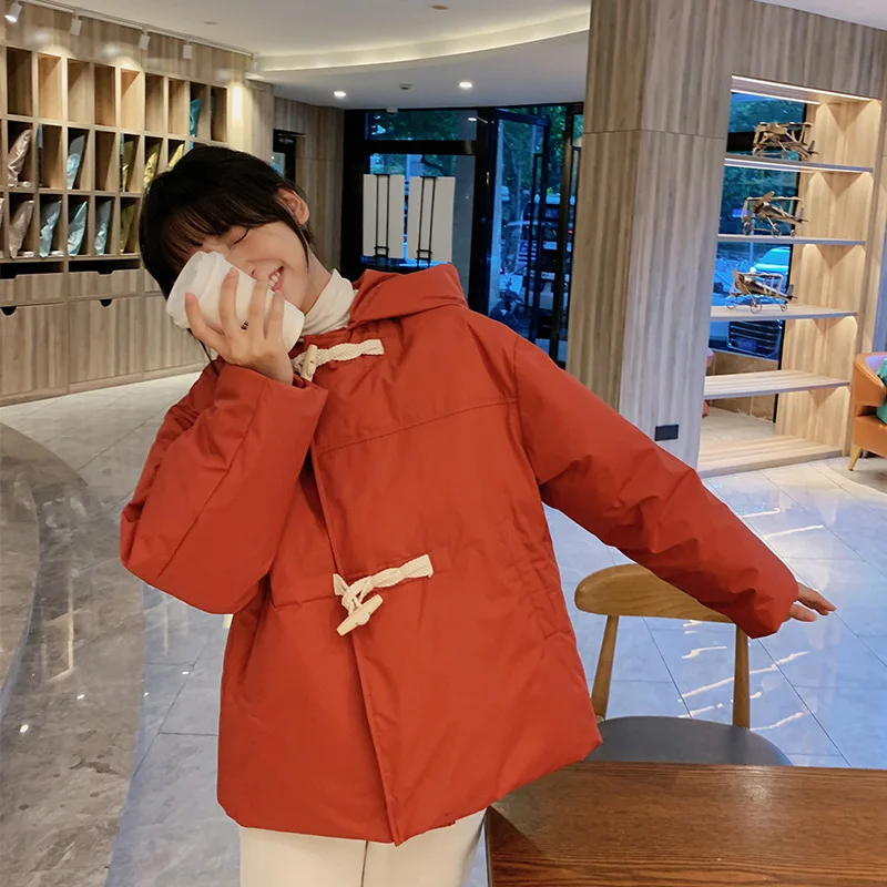 COZOK2022 New Japanese Student Down Jacket Female Fashion Chic Sweet Winter Jacket Loose Casual Hooded Short White Coat