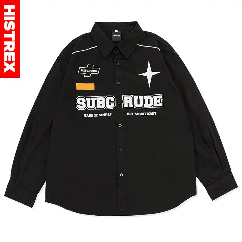 

HISTREX -Брендовые рубашки из 100% хлопка для мужчин, гавайские модные блузки для женщин, уличная одежда в стиле хип-хоп Y2k, мотоциклетная рубашка с принтом высокого качества