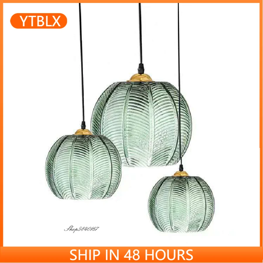 

Современные зеленые подвесные светильники в скандинавском стиле, минималистичный стеклянный абажур, осветительный прибор для столовой, ос...