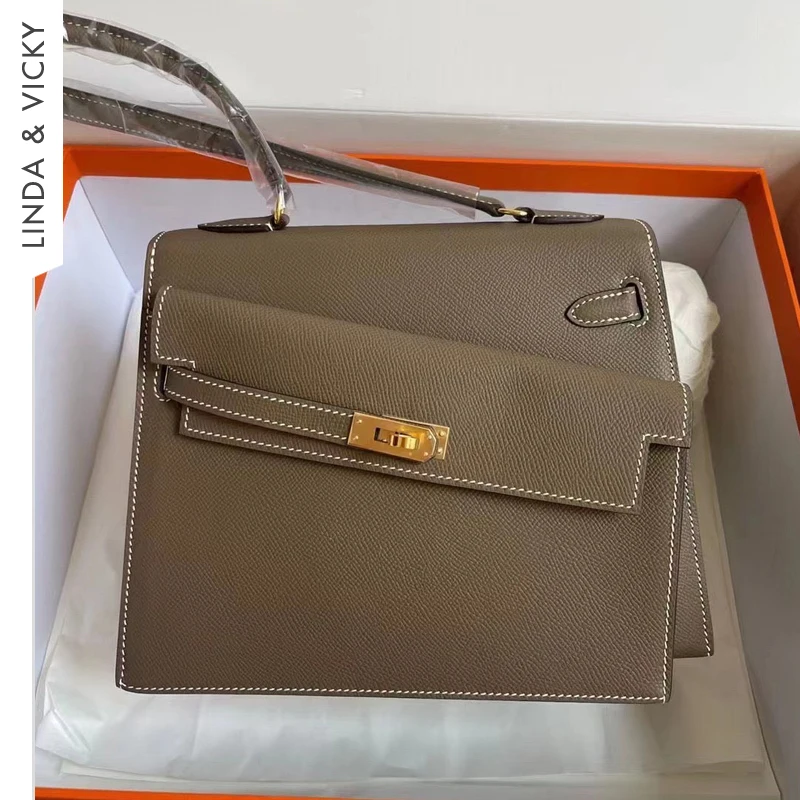 

Women's Handbag 2023 New Luxury Designer Genuine Leather Double Sided Lock Retro Shoulder Bags Fashion High Quality Female Bag