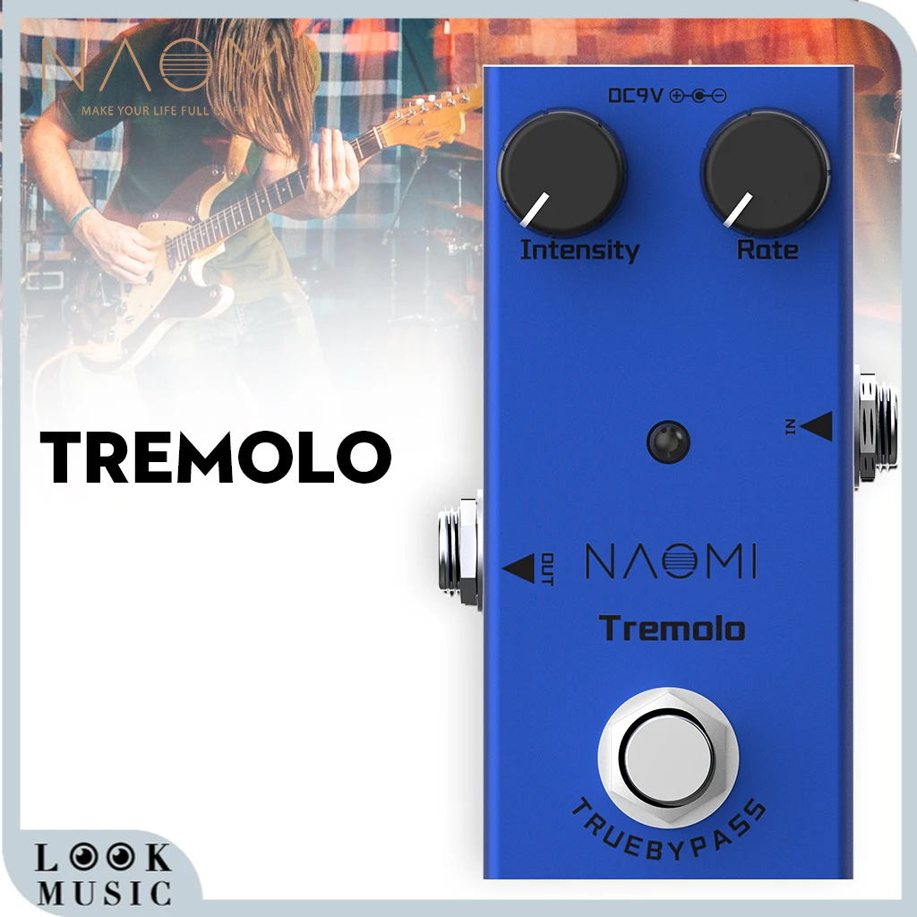 

Электрическая гитара, педаль для эффектов Tremolo, мини-педаль для эффектов тремоло, 9 В постоянного тока, истинное отключение для электрическо...