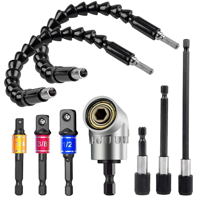 

LICG Flexible Drill Extension Hex Shank Drill Nut Driver Bit Set, Bendable Drill Bit,Universal Socket Adapter Set