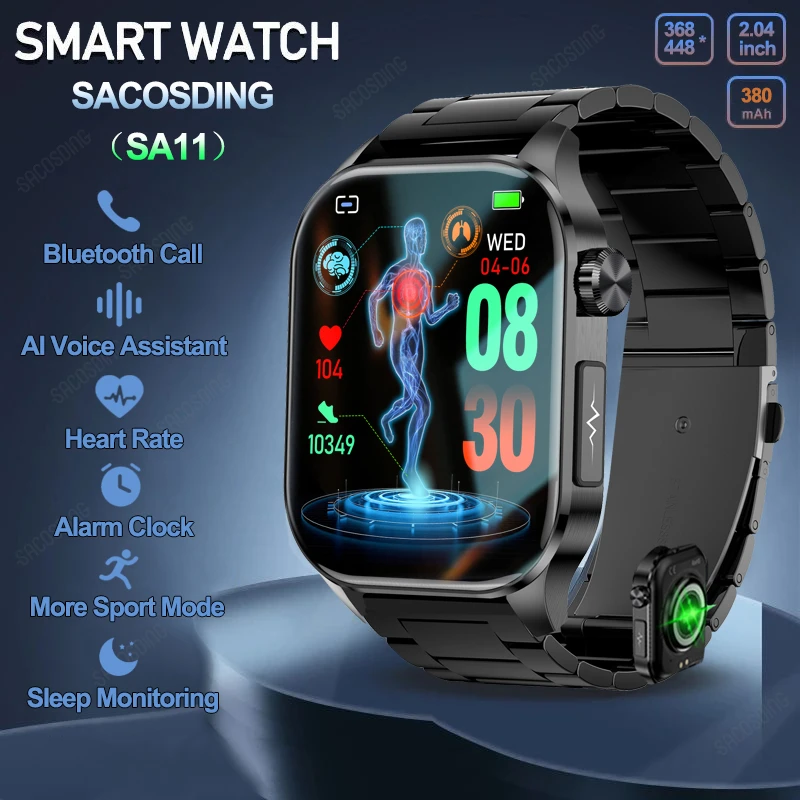 Смарт-часы SACOSDING SA11 с функцией измерения ЭКГ PPG HRV и Пульсометром
