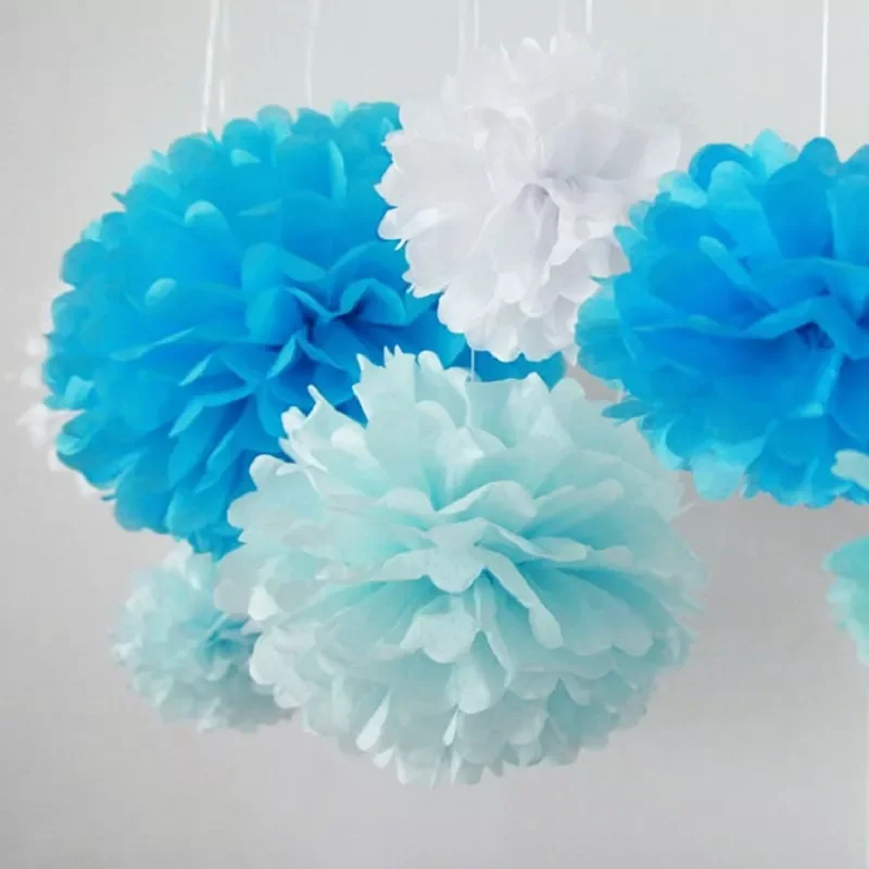 

NEW IN 5pcs 6''-12'' Tissue Paper Pompoms Wedding Decorative Paper Flowers Ball Baby Shower Birthday Party Decor