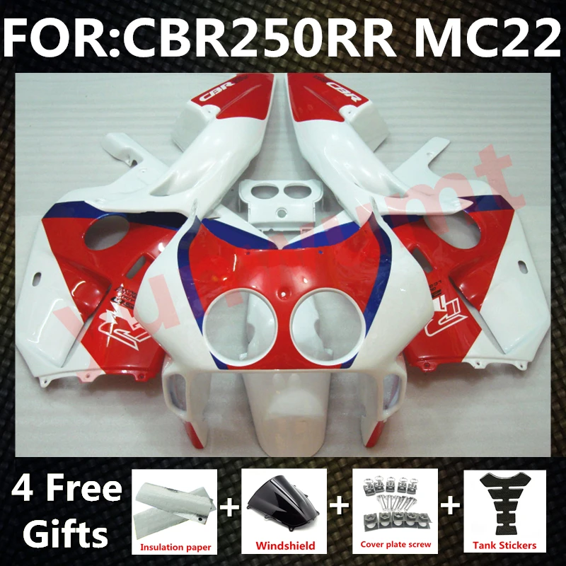 

Комплекты обтекателей для мотоцикла, подходят для Cbr250rr 1990 - 1994 NC22 CBR 250 RR MC22 CBR250 RR 1993, полный комплект обтекателей для кузова, красный, белый