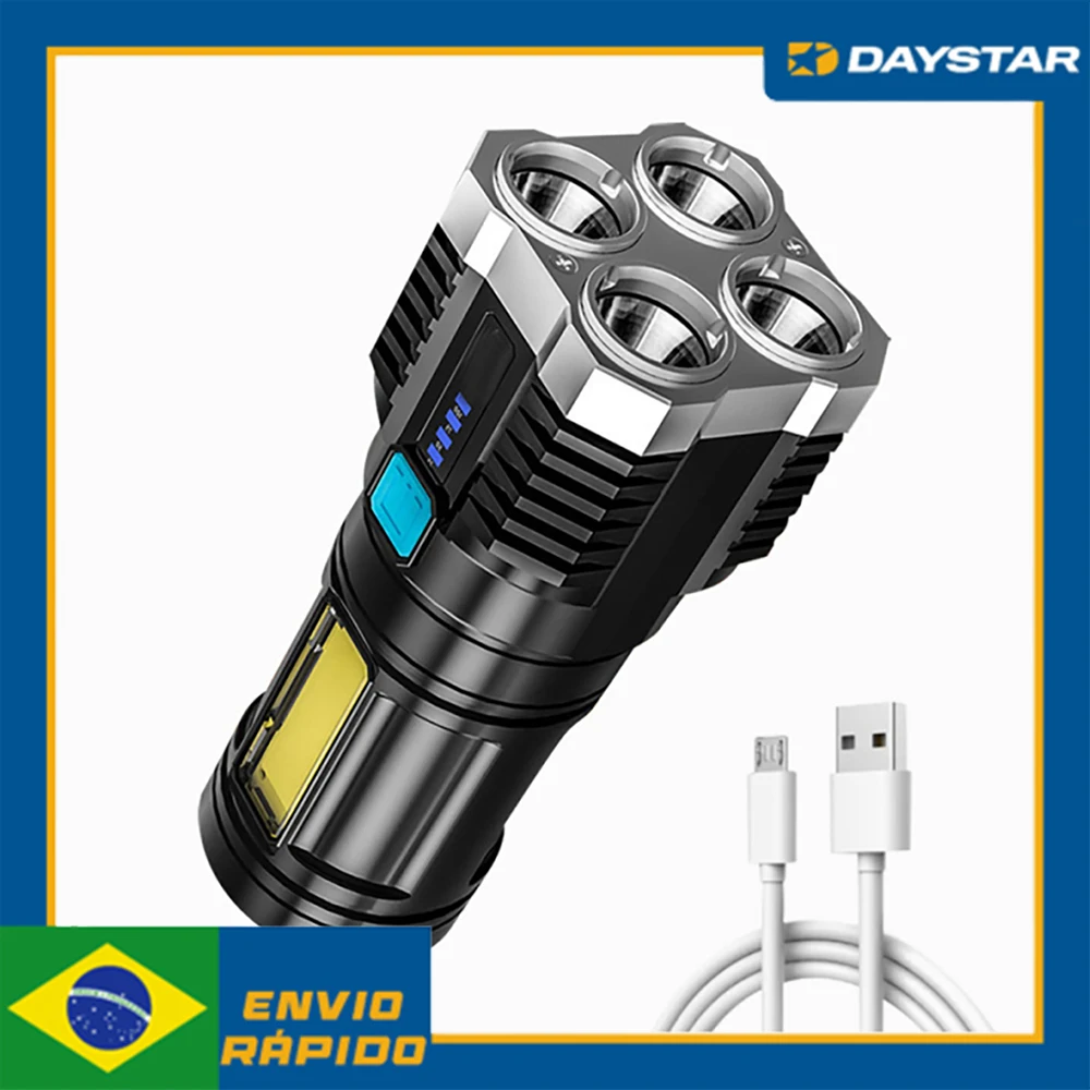 

Lanterna Led À Prova D'água Usb Recarregável Portátil Ar livre Iluminação Leds MS401