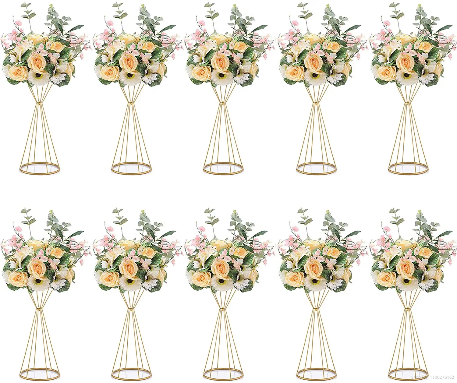 

Vases Gold/ White Flower Stand 70CM/ 50CM Metal Road Lead Wedding Centerpiece Flowers Rack For Event Party Decoration