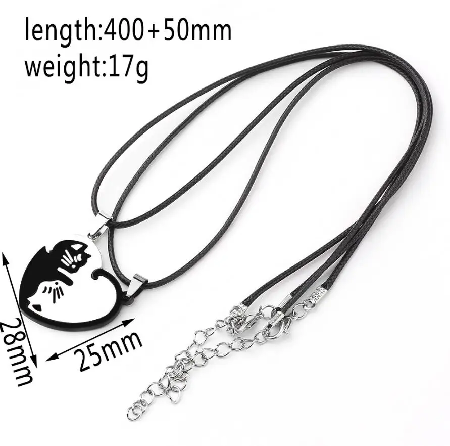 Парные подвески ожерелье для пары кошек черное белое круглое из нержавеющей