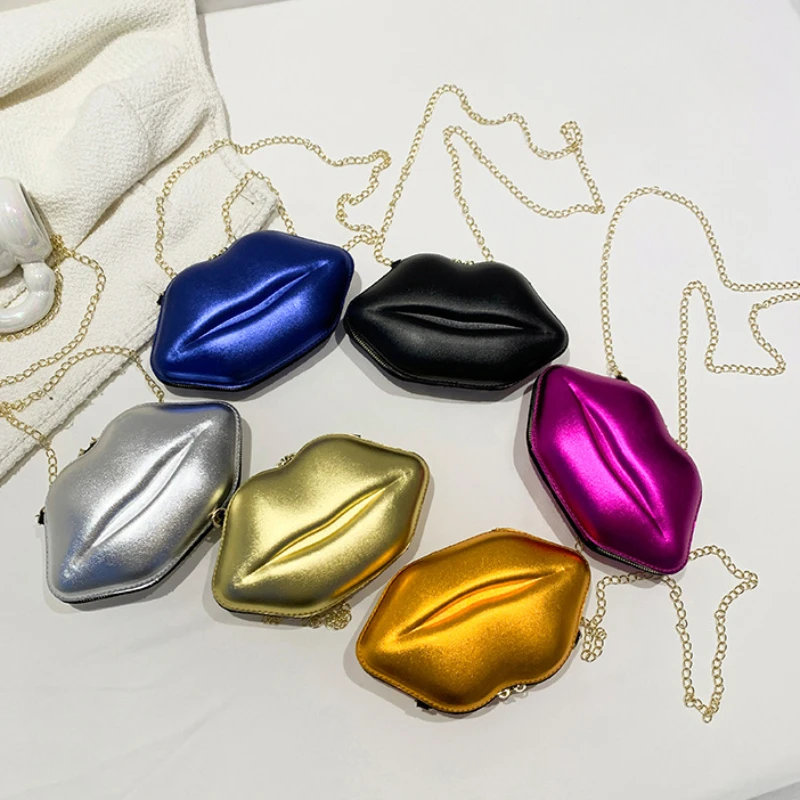 

Clutches Messenger Bag Coin Bag Chain Tote Bag Lips Shape Chain Shoulder Bag PVC Handbags Lip Satchel Mini Crossbody Messenger