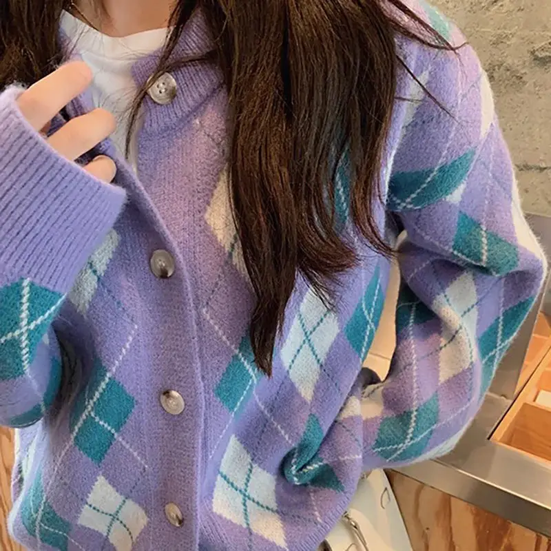 

2022 Autumn Winter Women Cardigan Warm Knitted Sweater Jacket Pocket Embroidery Fashion Cardigans Coat Lady Loose Sweaters F4
