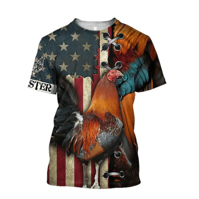 

2022 Summer Hipster Men t-shirt Beautiful Rooster Hunting 3D Printed Harajuku Short sleeve T shirt Unisex Casual tops