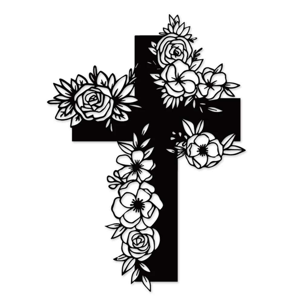 Металлический настенный крест с цветком религиозное настенное искусство