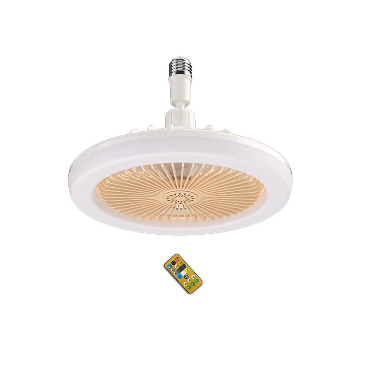 

Ceiling Fan with Remote Control and Light 30W LED Lamp Fan Smart Silent Ceiling Fan E27 Converter Base Cream Color