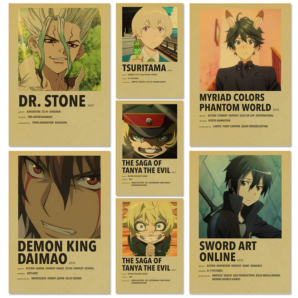 Японское аниме ТВ крафт-бумага минималистичные плакаты Dr.stone Sword искусство онлайн