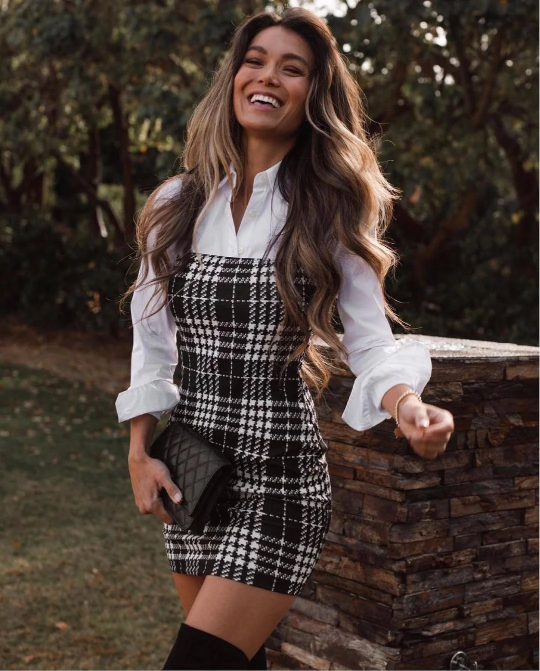 

SUJYing New Fashion 2023 New Autumn Women's Long Sleeve Lapel Plaid Wrap Hip Pencil Dress