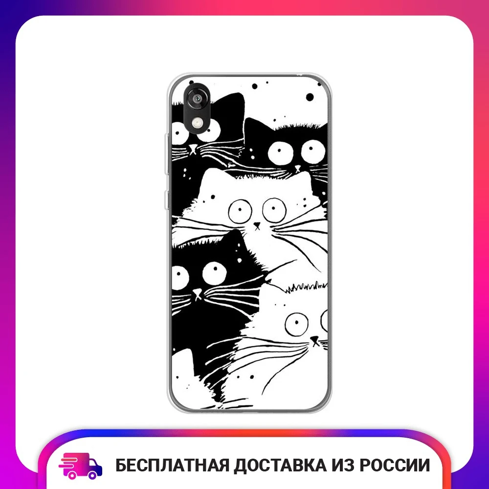 Чехол силиконовый для Huawei Y5 2019 Honor 8S Prime Коты черно-белые защитный тонкий мягкий
