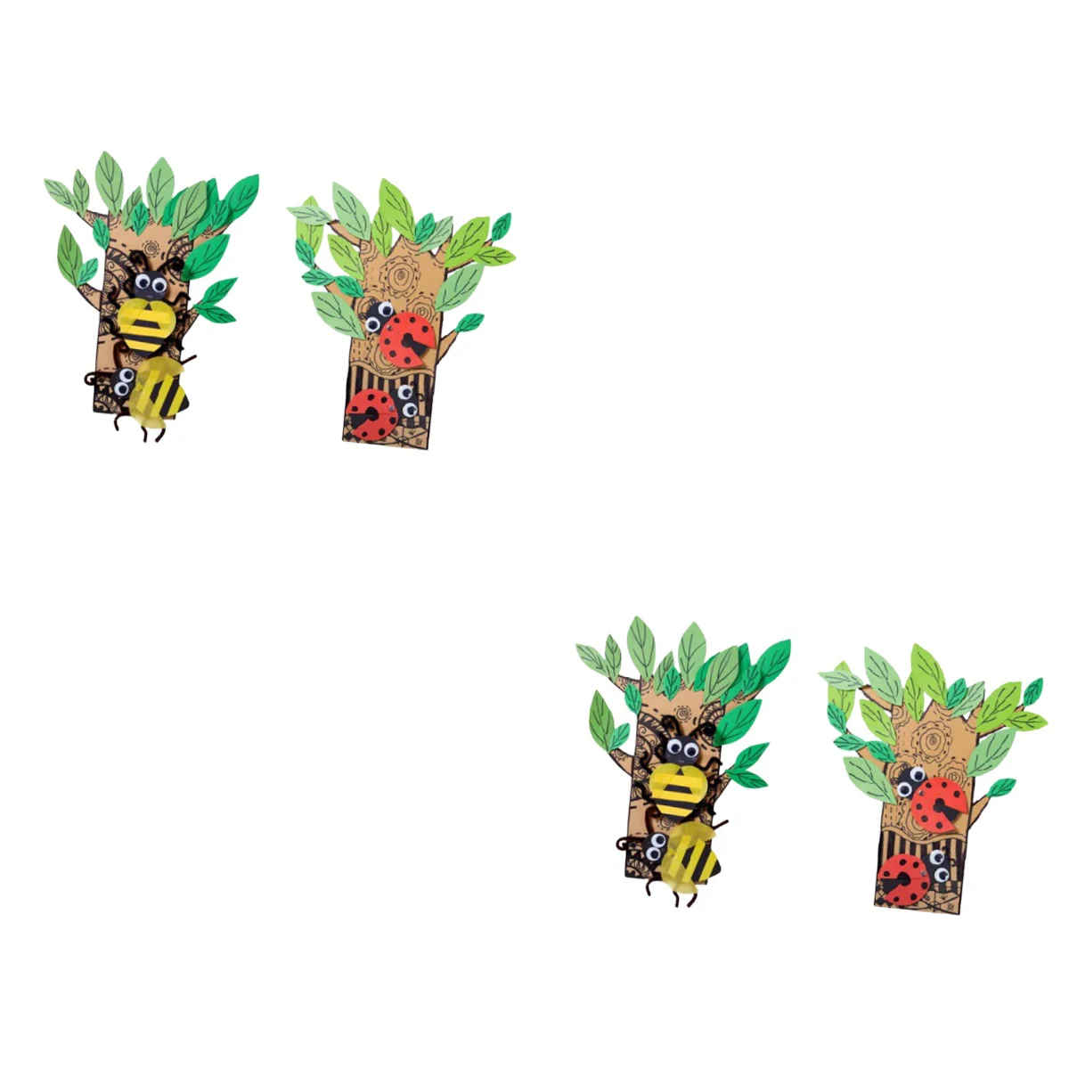 

4 pcs Sticker Material Tree Insect Elf Funny DIY Material Accessory Stickers Craft for Kindergarten