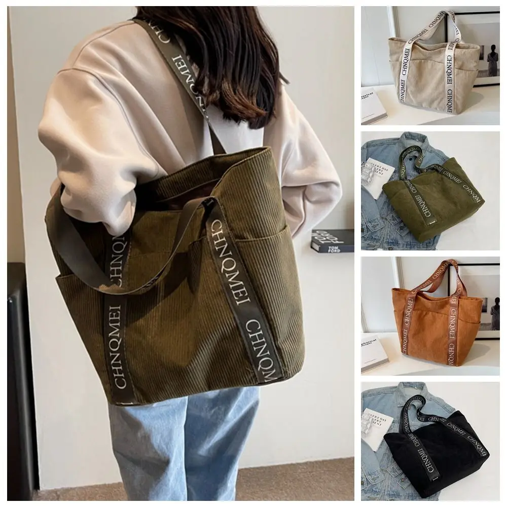 

Print Cloth Handbag Letter Shoulder Bag Fashionable Tote Bag Shopping Bag Corduroy Tote Bag Mommy Bag Large Capacity Outdoor