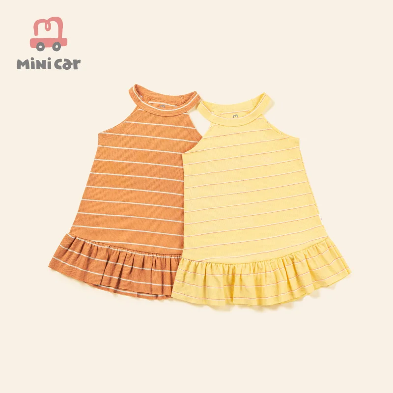 

2022 Mini Car Baby Dress Summer New Girl Fashion Baby Dress Pure Cotton Children Dress Pure Color Suspender Princess Dress