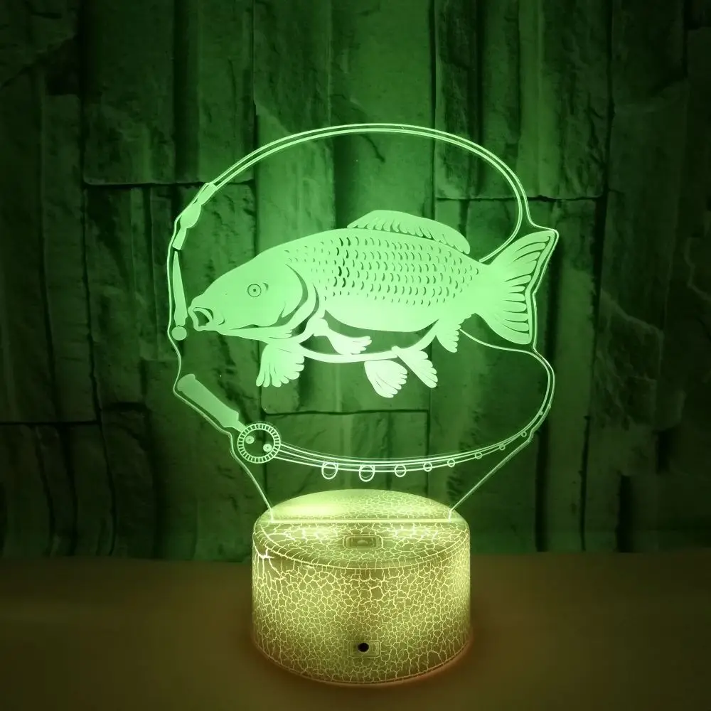 

3D Fishing Lamp Illusion Night Light 16 Colors Change Touch Remote Led Decoration Desk Lamp Lights Christmas Gifts Room Decor