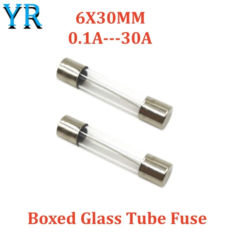 

Boxed 10PCS 6*30MM 250V Glass Tube Fuse Fast Fuse 0.1A 0.2A 0.5A 1A 2A 3.15A 4A 5A 6A 7A 10A 15A 20A 25A 30A Quick Blow 6X30mm