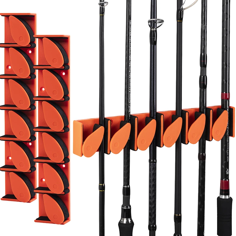 

Goture 2022 New Fishing Rod Holder Horizontal 6-Rod Rack Wall Mount Fishing Rod Rack Fishing Pole Holder Fishing Accessories