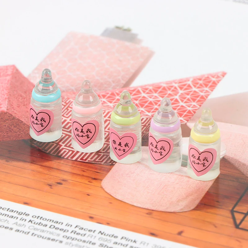 

5pc 1:12 Dollhouse Miniature Mini Milk Bottle Feeding Bottles 'You Are My little Treasure' Simulation Toys Dollhouse Accessories