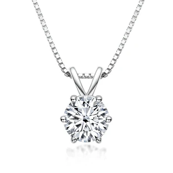 Queenme 3 Carat Real Moissanite Pendant Necklace For Women 100% 925 Sterling Silver Wedding Party Bridal Fine Jewelry Gift Chain 2