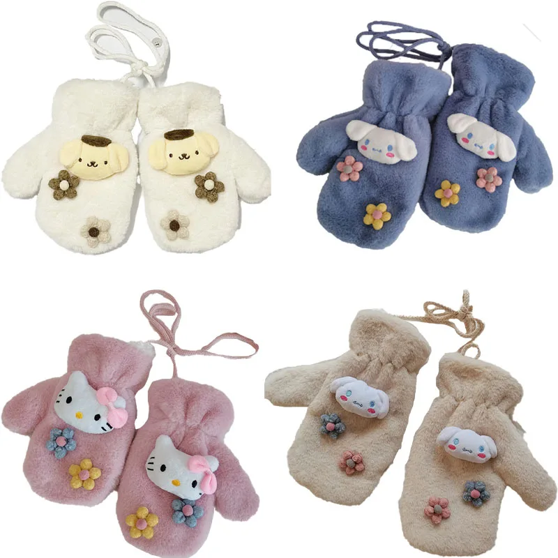 

Перчатки унисекс, плюшевые, с пальцами, изображения Санрио, хеллокти, мелодии, универсальные, утепленные