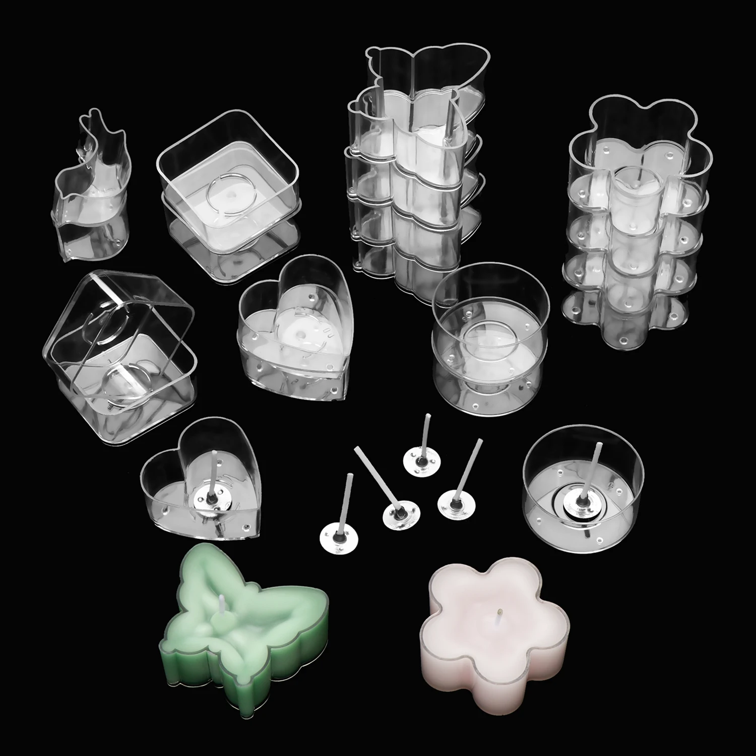 S With Candle Wicks Heart Square Flower Bird Round Butterfly Shape Tealight Cups Diy Candle Making Tool