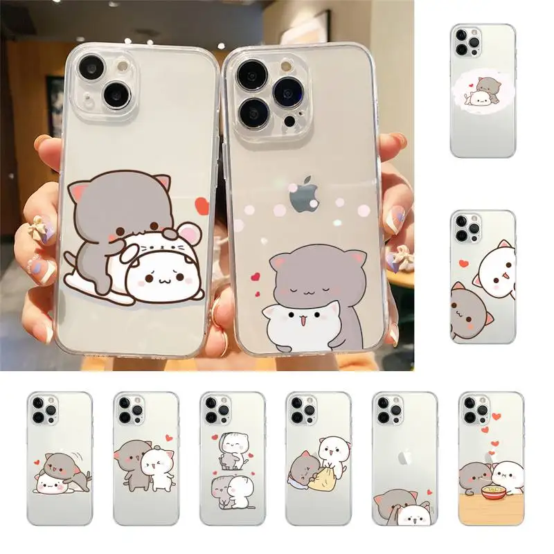 

Peach Mochi Cat Cartoon Phone Case For Iphone 7 8 Plus X Xr Xs 11 12 13 Se2020 Mini 14 Promax Case