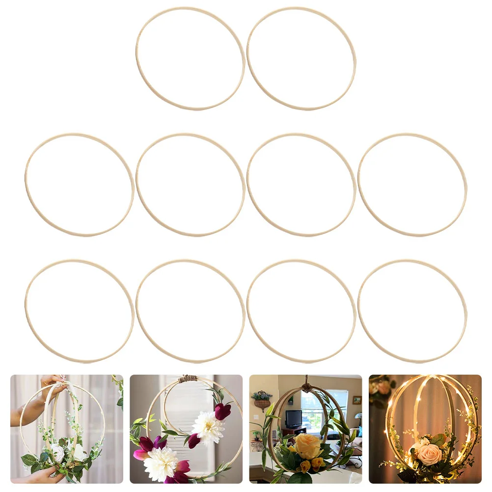

20 PcsDecorative DIY Christmas Wreath Nativity Wreath Dream Catcher Circle Tool Bamboo Hoops Wreath Hoop Ring Wood Quilting Hoop