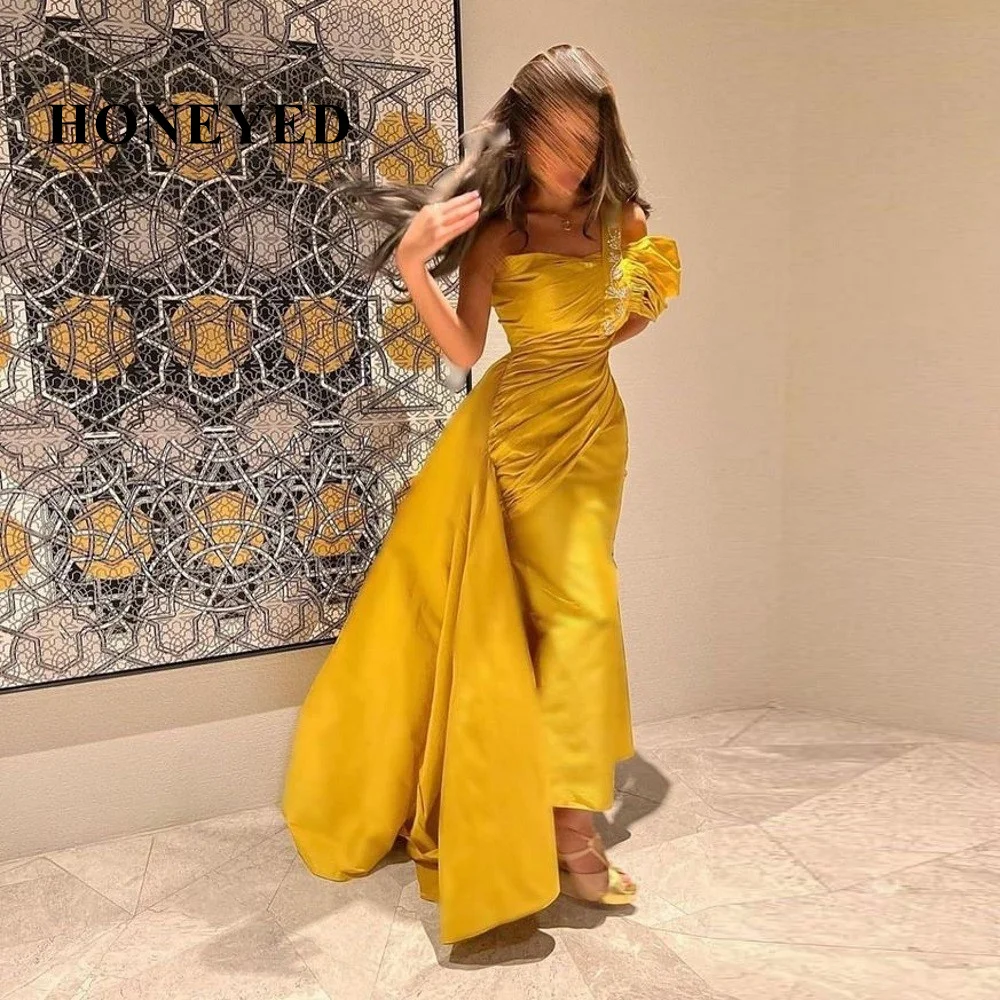 

Золотистое винтажное платье Honeyed 2023 для выпускного вечера с юбкой-годе на одно плечо длиной в Пол Abendkleider dubaiвечерние платья 2023 для торжественных случаев