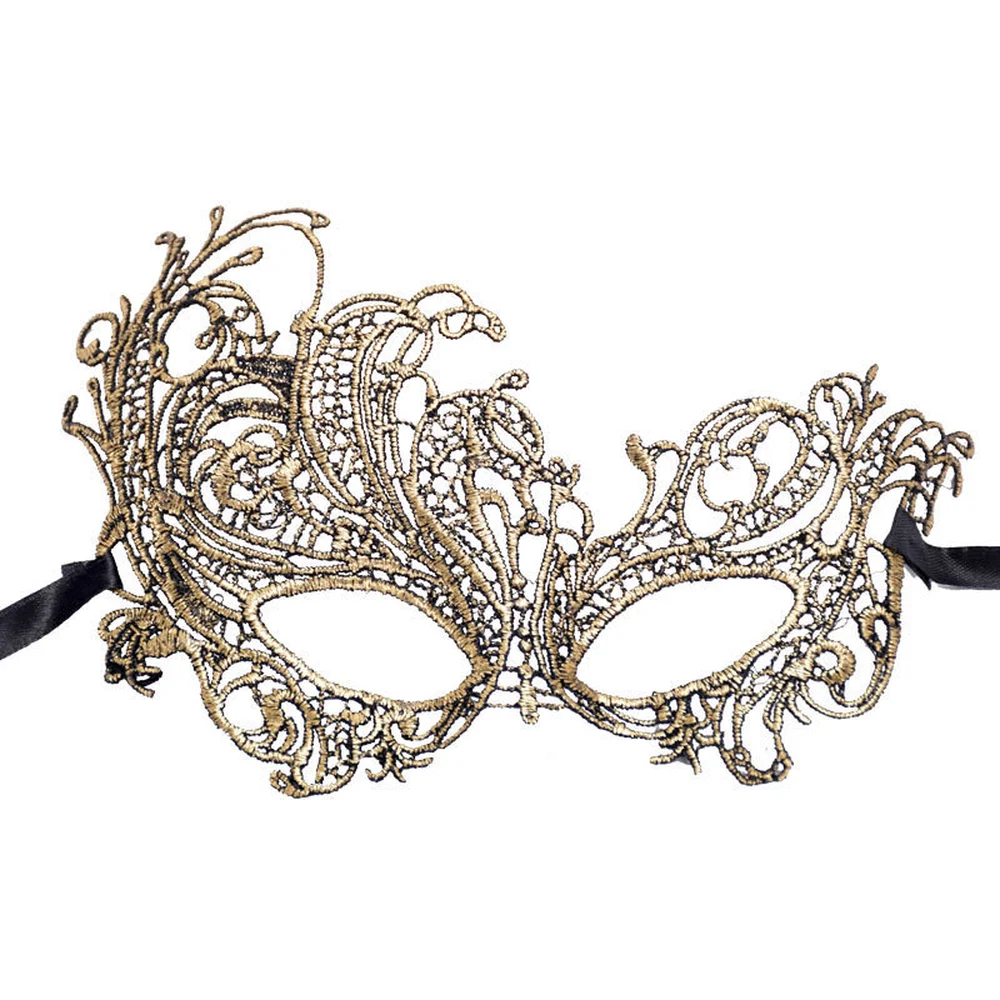 

Ladies Gold Lace Masks Masquerade Party Mask Carnival Masque Halloween Prom Mask Venetian Cutout Eye Mask for Face Women Fashion