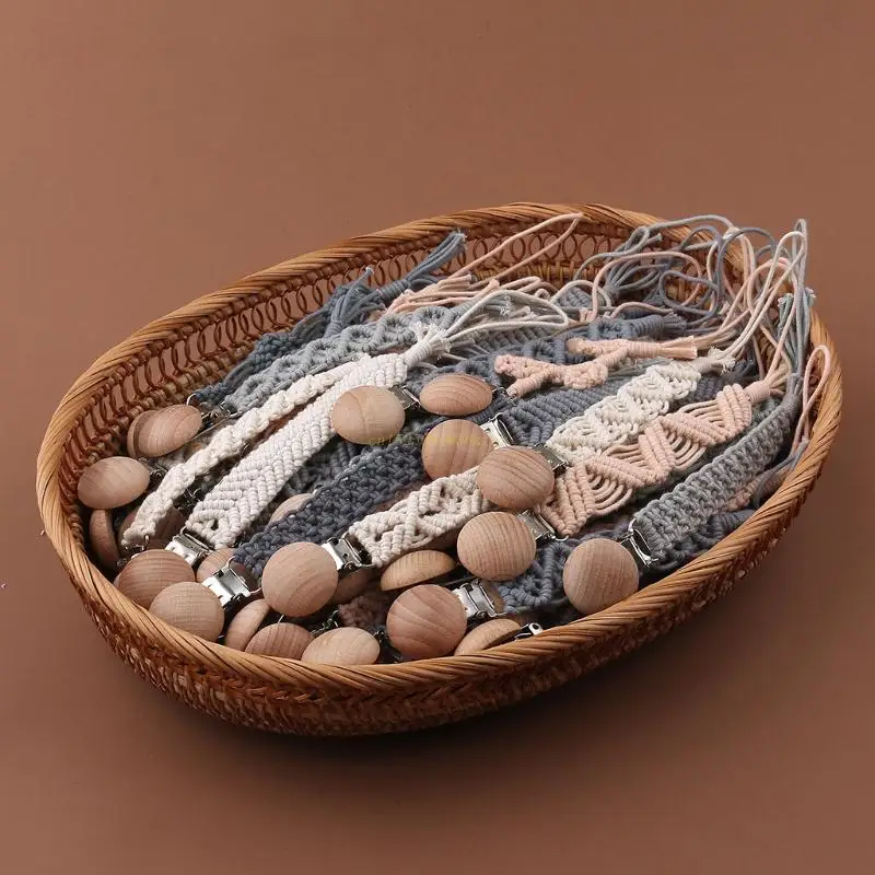 

Crochet Woven Cotton Rope Pacifier Chain Infant Nipple Soother Chain Clips Dummy Drop Shipping