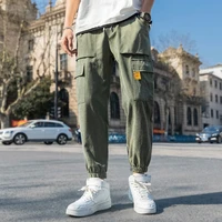 2022 mens pants casual elastic waist ankle tie pocket trend cargo pants drawstring sports pants fashion casual mens pants