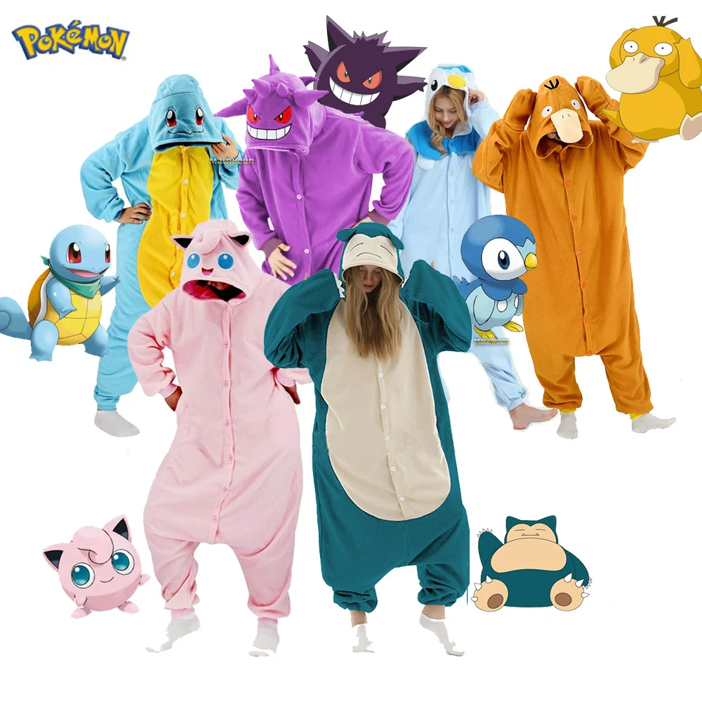 

Anime Figure Pokemon Onesie Pikachu Squirtle Cosplay Costume Pajamas Kigurumi Full Body Pijama Sleepwear Toys Gift For Children