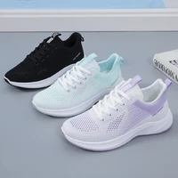 2021 women flat mesh hollow platform wedges casual new sneakers lace up comfort light soft bottom females running shoes