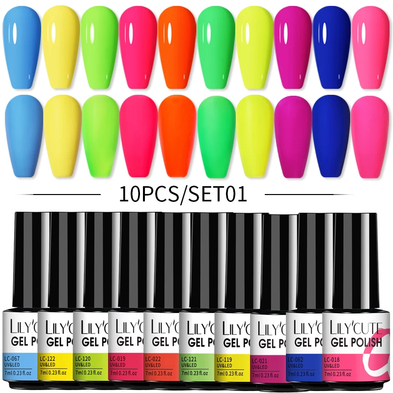 

LILYCUTE 10pcs/set Nail Polish Set Nude Glitter Spring Vernis Semi Permanent Soak Off Uv Led Nail Art Gel Kits Pour Les Ongles