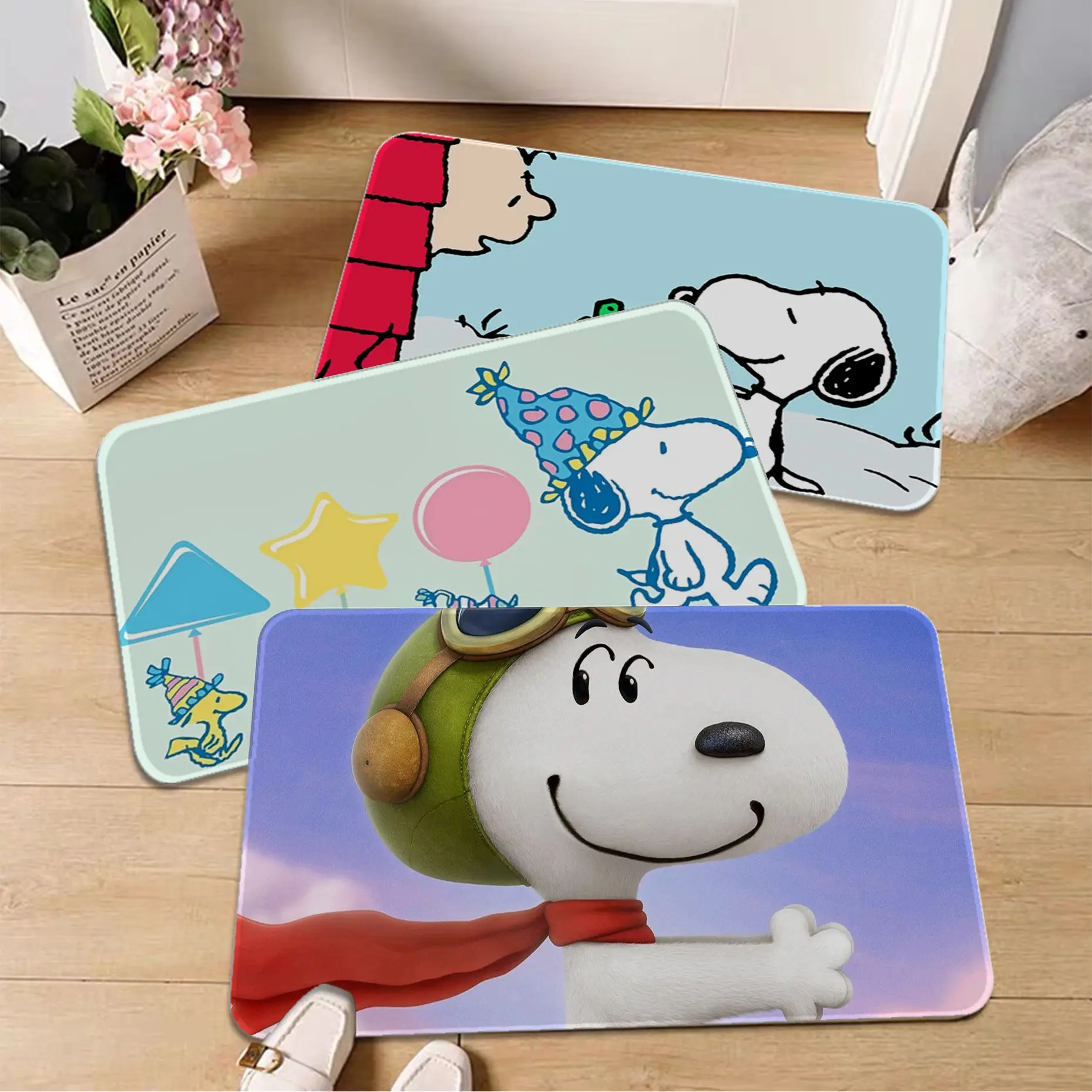 

Cartoon-S-snoopy-Dog Floor Carpet Rectangle Anti-slip Home Soft Badmat Front Door Indoor Outdoor Mat Bedside Mats