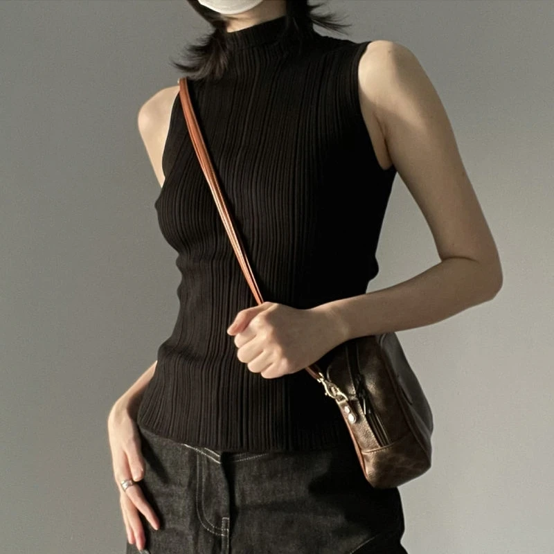 

Новинка 2023, модный Женский Повседневный шикарный топ, женские летние топы, уличные черные вязаные рубашки, одежда