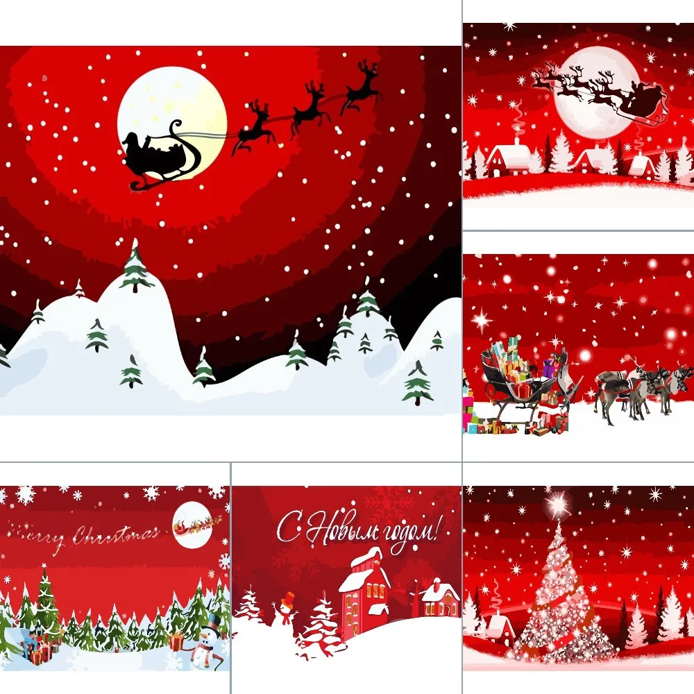 Red Christmas Painting By Numbers For Adults Kids Kits Hand Painted Drawing Canvas DIY Oil Coloring Paint Picture By Numbers
