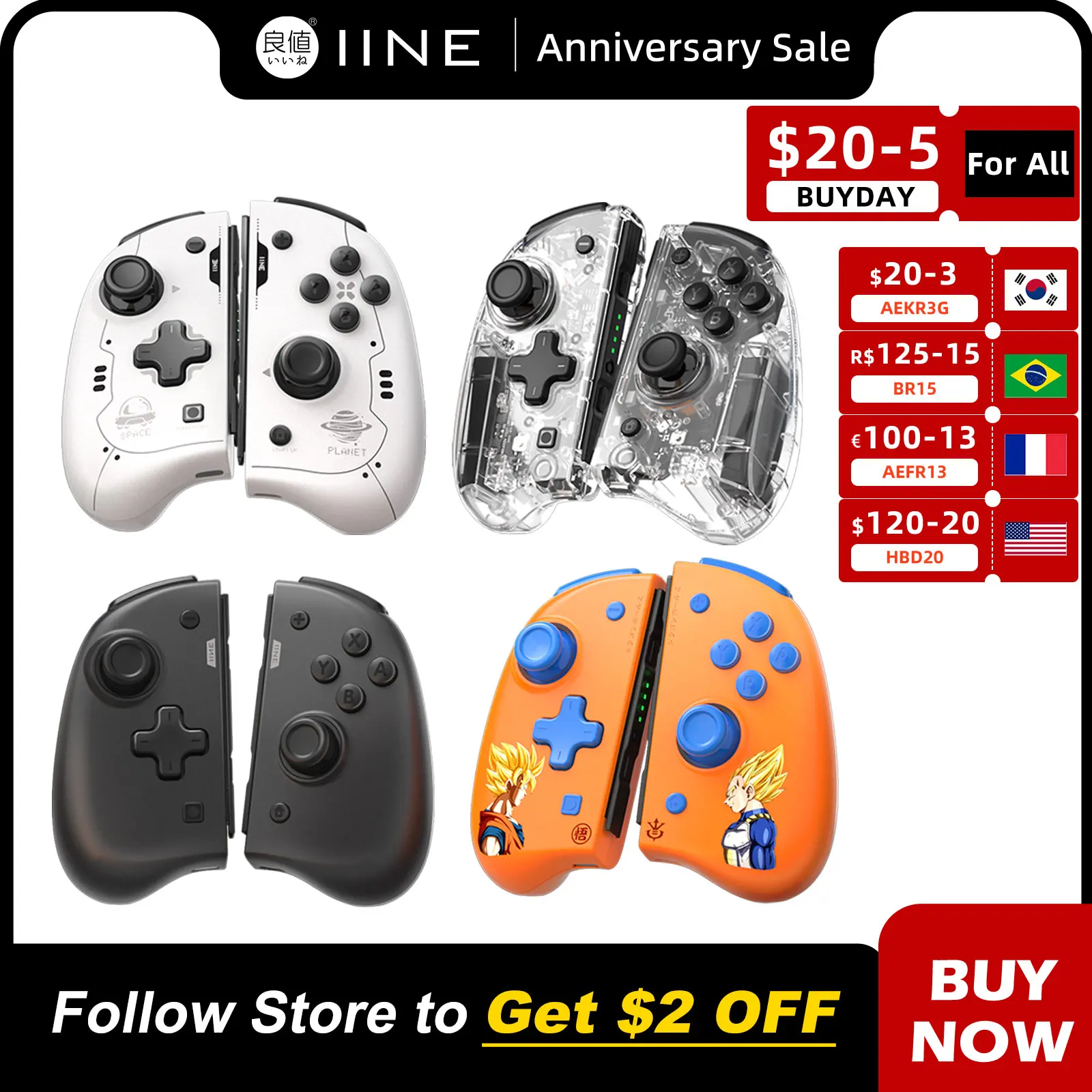 IINE Elite Joypad Wake Up Controller Auto Fire Mapping Function Compatible Nintendo Switch/Lite/OLED