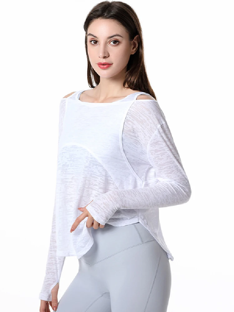 

Yoga Tops Women Breathable Gym T-shirts Large Size Tee Shirts Woman Long Sleeve Gym Top Female Running Sports Clothing