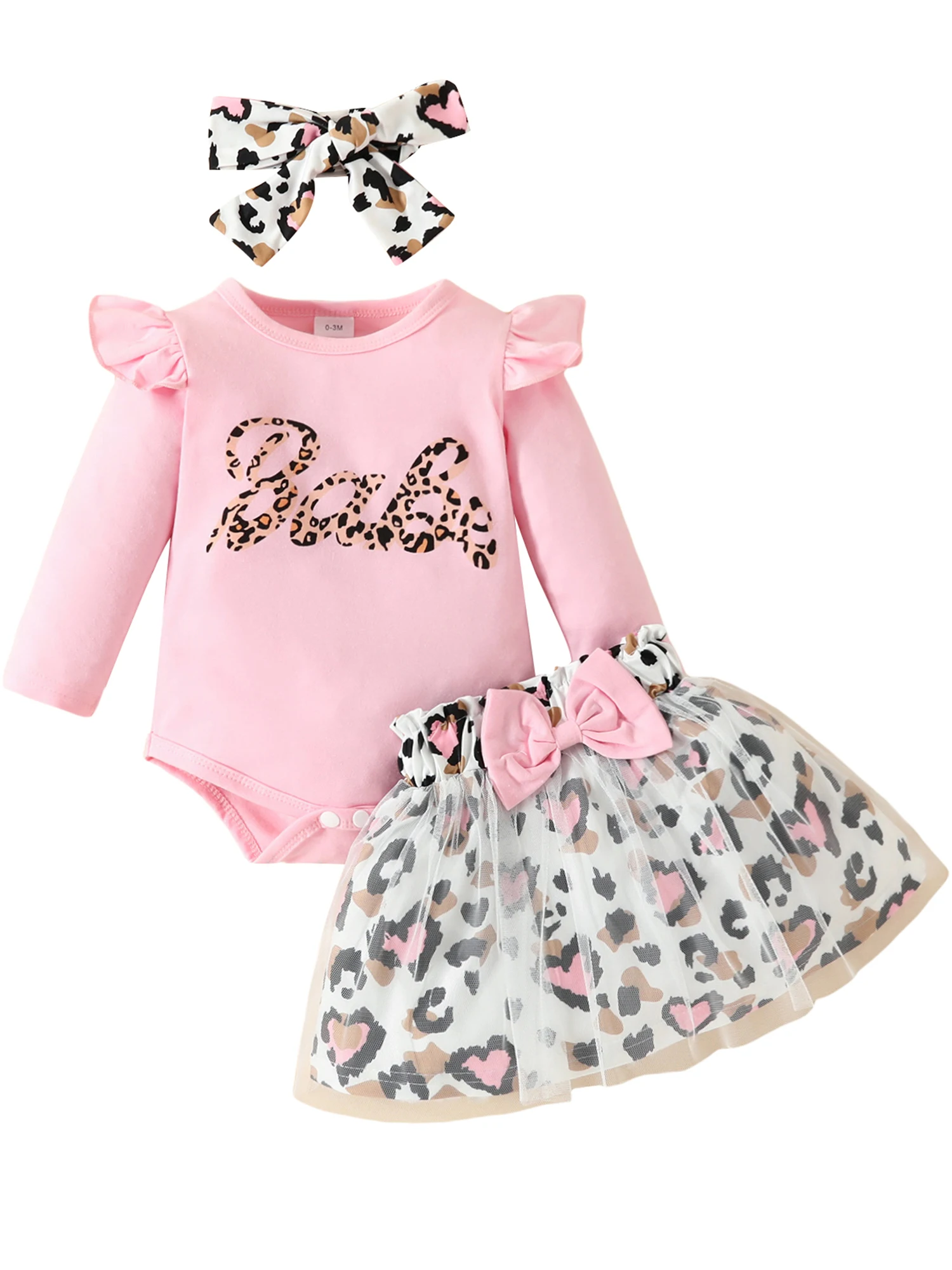 

Newborn Baby Girl Clothes Ruffle Long Sleeve Babe Print Romper Princess Tutu Dress Bow Tulle Skirts Dress