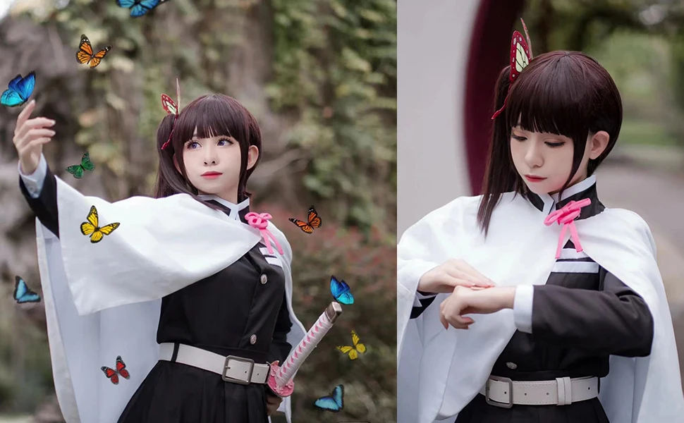 Kanao Wig with Butterfly Clips Demon Slayer Cosplay Wig