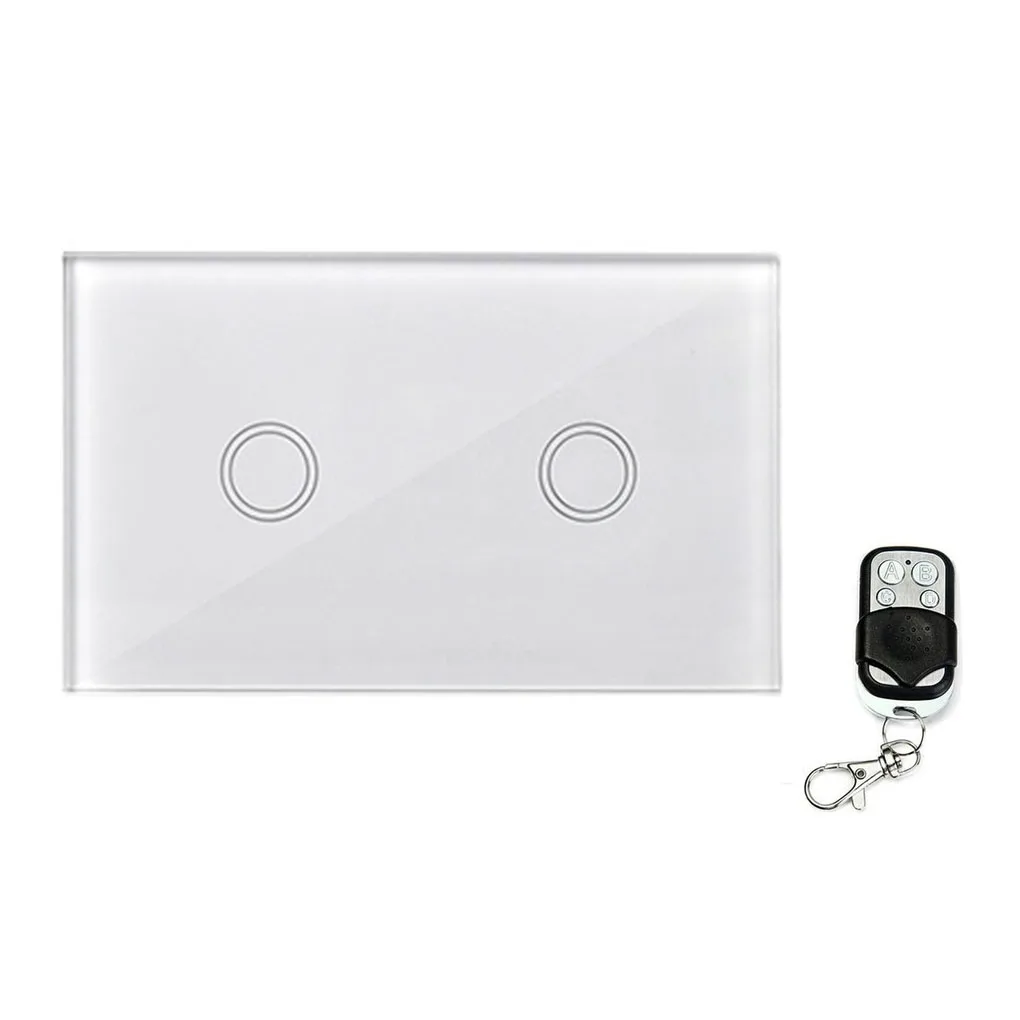 

Remote Control Wall Touch Switch US Wireless Light Panel On/Off Sensor 2 Gang RF433 240V Smart Controller