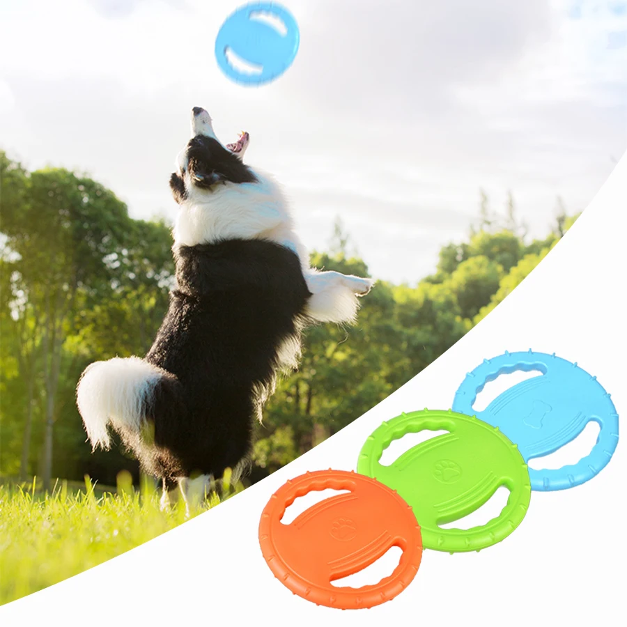 

Dog Interactive Resistant Chew Toys Outdoor Pet Training Products Resistance Bite Soft Rubber Puppy Toys Large Dogs Flying Discs